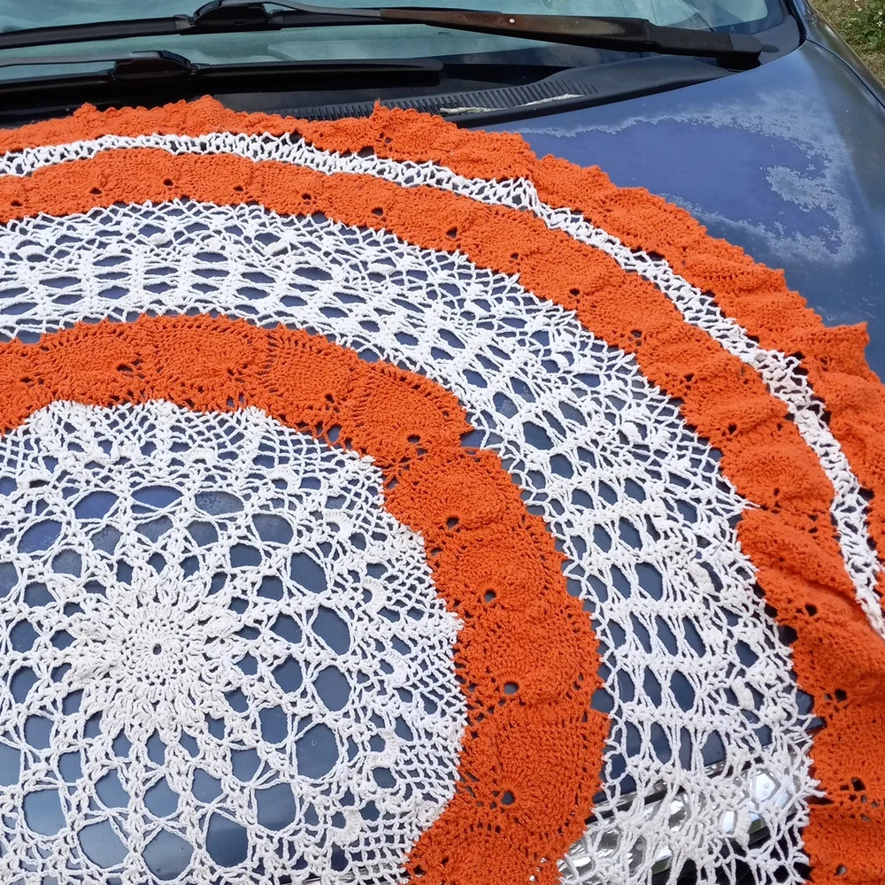 Hand crocheted tablecloth or cover